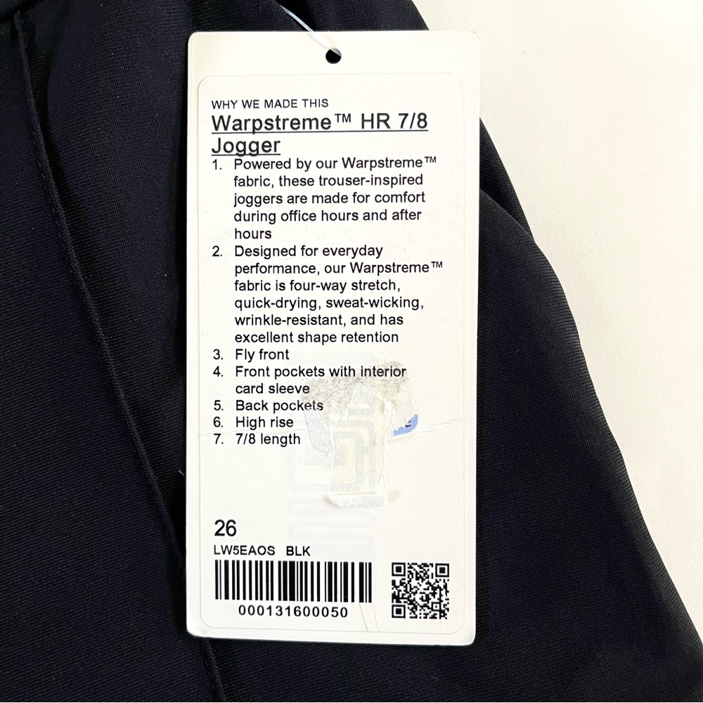 LULULEMON Warpstreme HR 7/8 Joggers Women's SIZE 26 Black Pants Athletic NWT - Picture 14 of 14